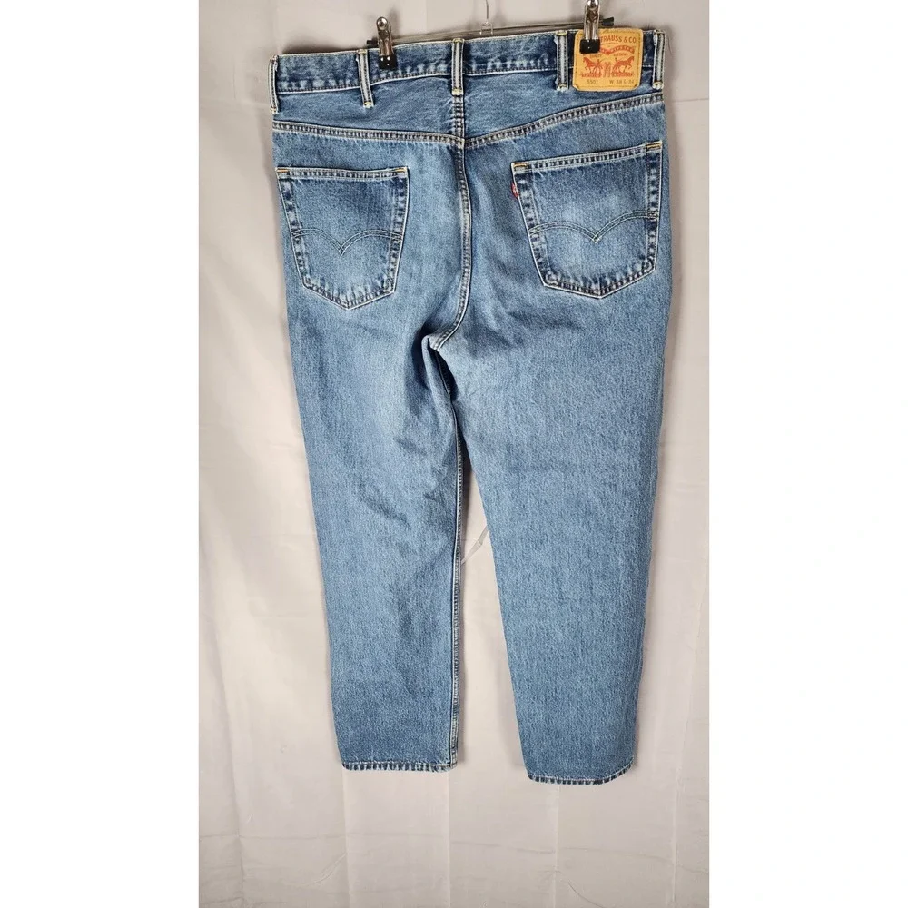 Levis 550 Relaxed Fit Tapered Leg Jeans Mens 38x34 Medium Wash Blue Denim